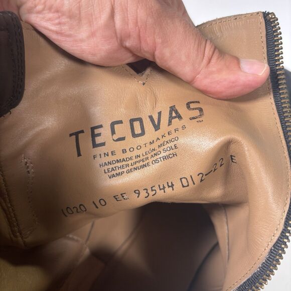 Tecovas Black Ostrich Western Ankle Boots Mens Size 10 EE Wide Zipper 1020 main image 2